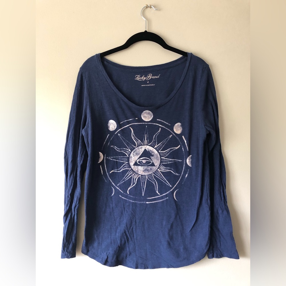 🍀 Lucky Brand | Blue Graphic Long Sleeve Shirt